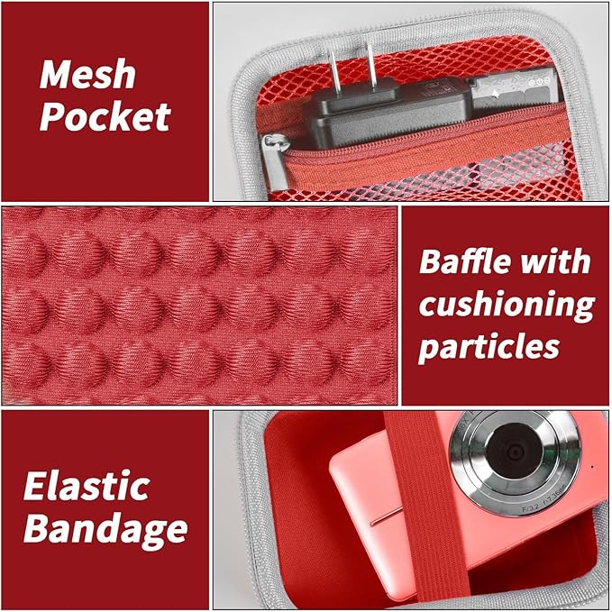 Digital Camera Case for CAMKORY/for Kodak Pixpro/for VAHOIALD/for Sony DSCW800 830/ for Canon PowerShot 180 190. Kids Vlogging Cameras Storage Holder for Accessories (Box Only)-Red