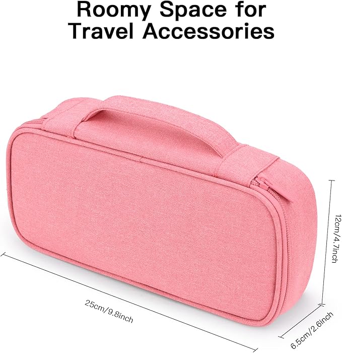 Cord Organizer Travel Case, Electronics Organizer Pouch Bag for Cable & Charger (Pink)