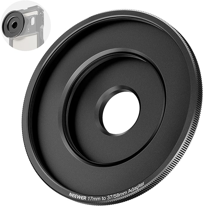 NEEWER 17mm to 37mm & 58mm Lens Filter Adapter Ring, Compatible with Beastgrip 37mm Lenses 58mm Filters Phone Cage Rig Stabilizer for iPhone 16 15 Pro Max S24 Ultra Video Recording, PA062