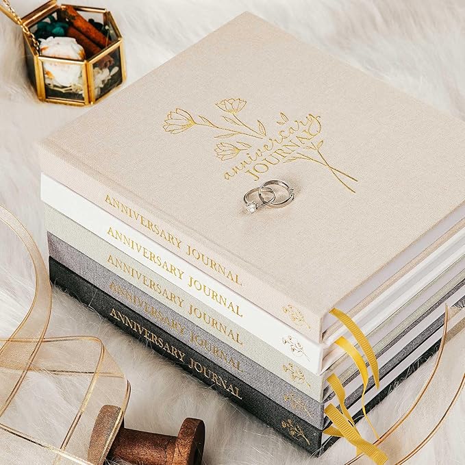Lanpn Wedding Anniversary Journal Notebook - Linen First Year to 70th Anniversary Scrapbook Memory Book for Couples - Newlywed Marriage Journal Wedding Anniversary Book Gifts (Sage Green, 190 Pages)