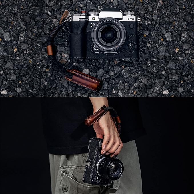 SMALLRIG Camera Wrist Strap, Vintage Leather Camera Hand Strap for DSLR SLR Mirrorless, Adjustable Safety for Fujifilm X-T5 X-T4 X-T3 X-T30 X-E4 X100V and Other Compact Cameras, Brown - 3926