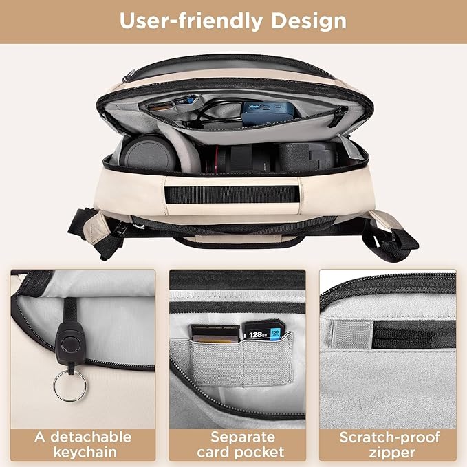 TAAOKA Camera Sling Bag,Waterproof Camera Case with Tripod Holder,Lightweight DSLR/SLR/Mirrorless Camera Bags Crossbody for photographers-Beige