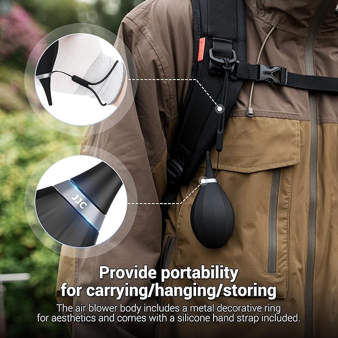 JJC Soft-Tipped Nozzle Air Blower Blaster for Digital SLR Mirrorless Camera Sensor CCD CMOS Lens Filter, Camera Lens Blower with Lanyard for Outdoor Travel Cleaning