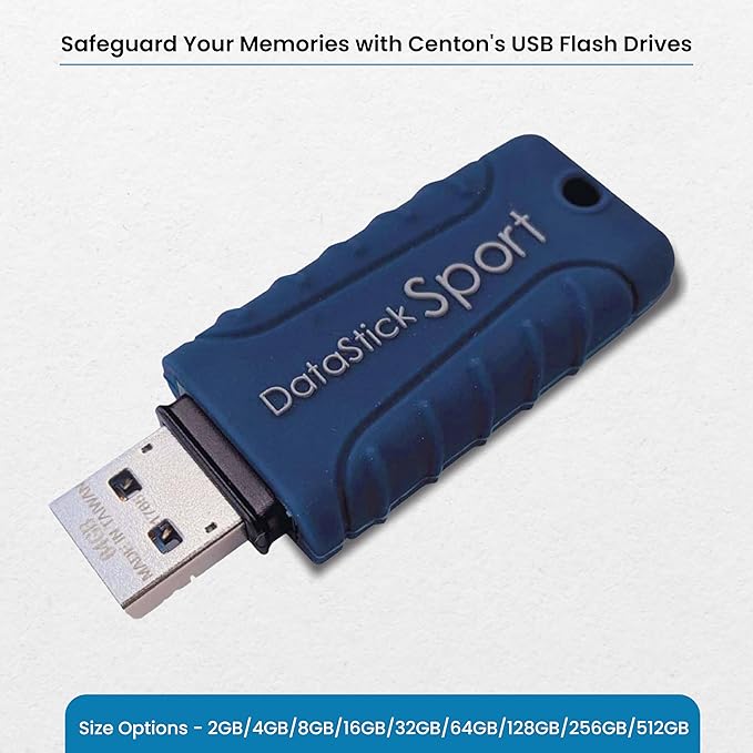 Centon Electronics MP Essential USB 3.2 Gen1 DataStick Sport Flash Drive, 32 GB USB Flash Drive, Navy Blue