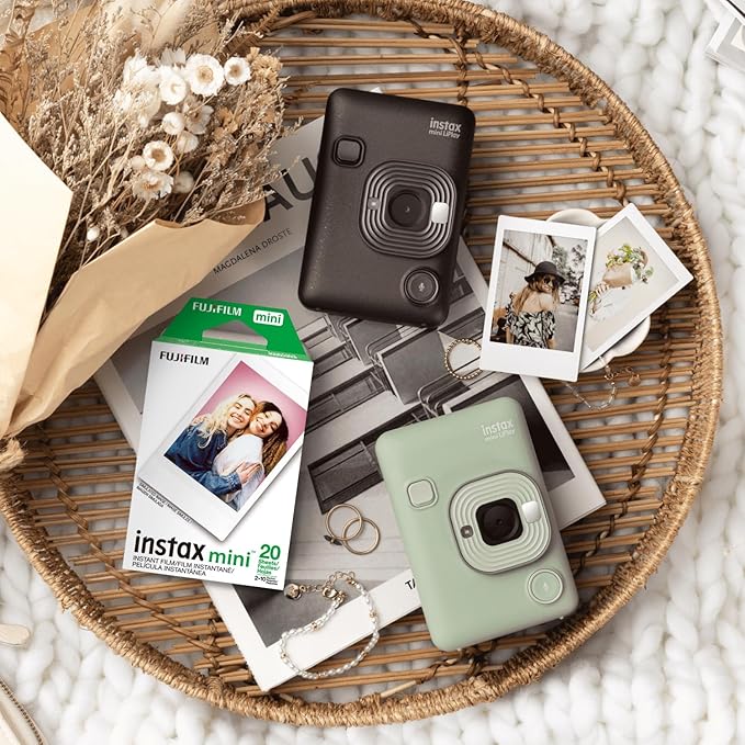 Fujifilm Instax Mini Film - Twin Pack 20 EXP Total, ISO 800, Compatible with Instax Mini Evo, 12, 11, 9 Models, Includes Balveli Premium Microfiber Cleaning Cloth