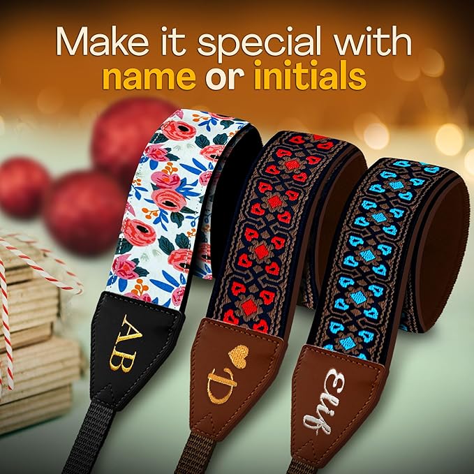 Art Tribute Camera Strap for All DSLR and Mirrorless Cameras. Add Your Name Or Initials Make It a Personalized Gift