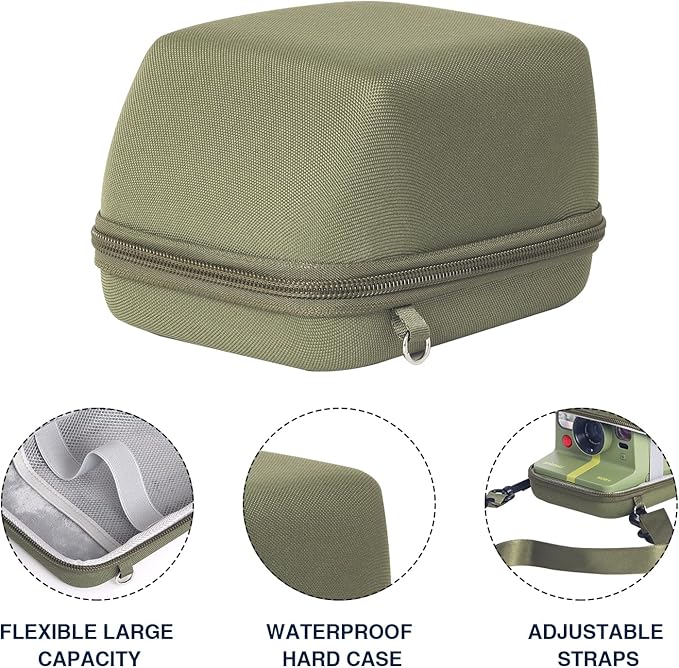 WOGOZAN Protective Case for Polaroid Now 2nd/3rd, Now+ Gen 2/3rd, I-Type, OneStep+, Onestep 2, FILP, Instant Film Camera - Hard Shell Camera Case with Adjustable Shoulder Strap (Green) (No Camera)