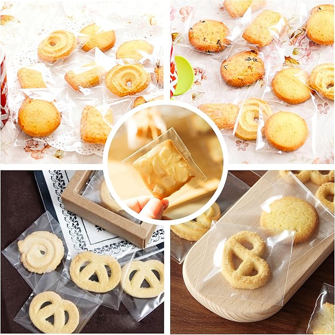 2" x 2" Small Cellophane Bags 300pcs Self Sealing Plastic Bags Clear Cello Jewelry Packaging Bags 1Mil for Earrings Cookie Candy Beads Coins Gifts Decorative (12 Sizes to Choose from)