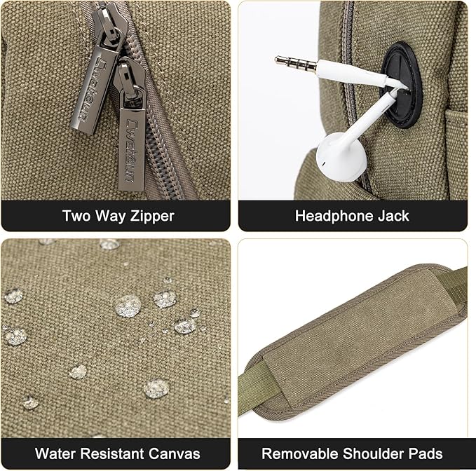 Cwatcun Camera Sling Bag Compact Small Camera Case, Waterproof Canvas Crossbody Camera Bag with Rain Cover, Travel Photography Bag for Canon Nikon Sony Fuji DSLR/SLR/Mirrorless Cameras, Lens, Green