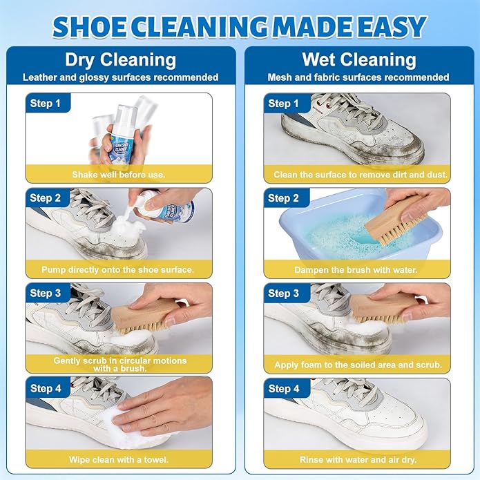 Shoe Cleaner, Sneaker Cleaner Foam for Removing Stains and Dirt, Shoe Cleaning Kit for White Shoes