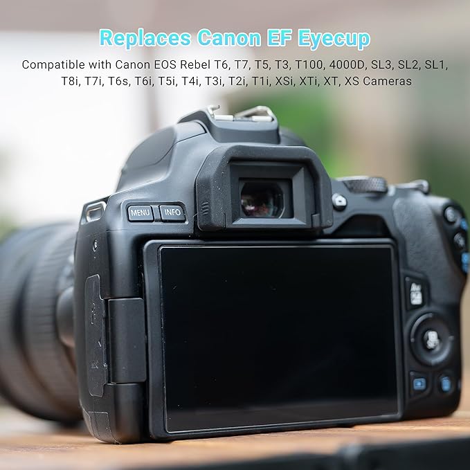 JJC 2-Pack Camera Eyecup Eyepiece Eye Cup for Canon EOS Rebel T6 T7 T5 T3 T100 4000D SL3 SL2 SL1 T8i T7i T6s T6i T5i T4i T3i T2i T1i XSi XTi XT XS Camera,Replaces Canon Ef Eyecup Eyepiece