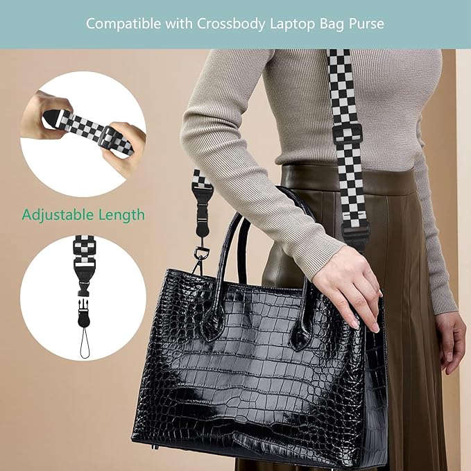 Adjustable Shoulder Strap:Comfortable iPad Strap Nylon Neck Lanyard for iPad/Samsung Tablet Case,Camera Binocular Crossbody Laptop Luggage Bag(Black-And-White)