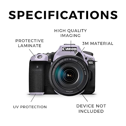 Camera Skin Compatible with Canon EOS 90D Camera (2019) - Solid Lilac - Premium 3M Vinyl Protective Wrap Decal Cover - Easy to Apply | Crafted in The USA by MightySkins