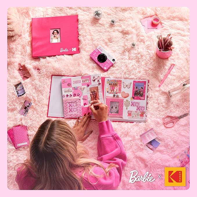 Barbie x Kodak Printomatic Full-Color Instant Print Digital Camera – 5MP Portable Barbie Camera Prints Colorful 2x3” Sticky-Back Photos – Signature Style