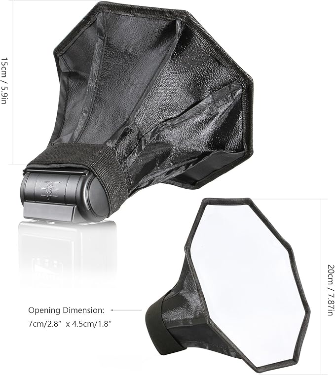 waka Flash Diffuser Light Softbox, [2 Pack] Speedlight Softbox Collapsible with Storage Pouch - 8" Octagon Softbox + 8"x6" for Canon, Yongnuo and Nikon Speedlight