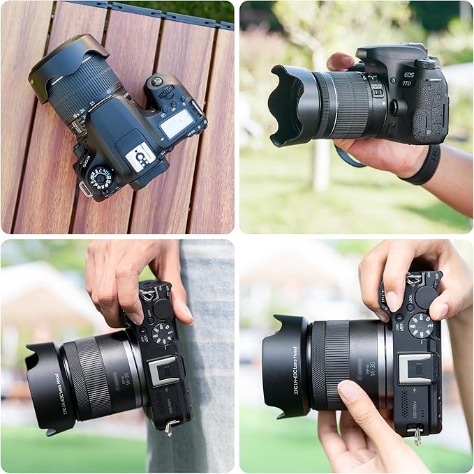 Reversible Lens Hood Shade Protector for Canon EF-S 18-55mm F3.5-5.6 F4-5.6 is STM & RF-S 14-30mm F4-6.3 IS on R50V & RF 24-50mm F4.5-6.3 is STM Lens on Camera Lens Protector Cover Replac Canon EW-63C