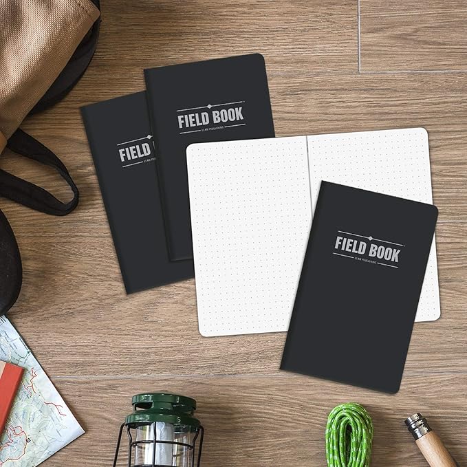 Elan Publishing Company Field Notebook/Journal - 5"x8" - Black - Dot Graph Memo Book - Pack of 4