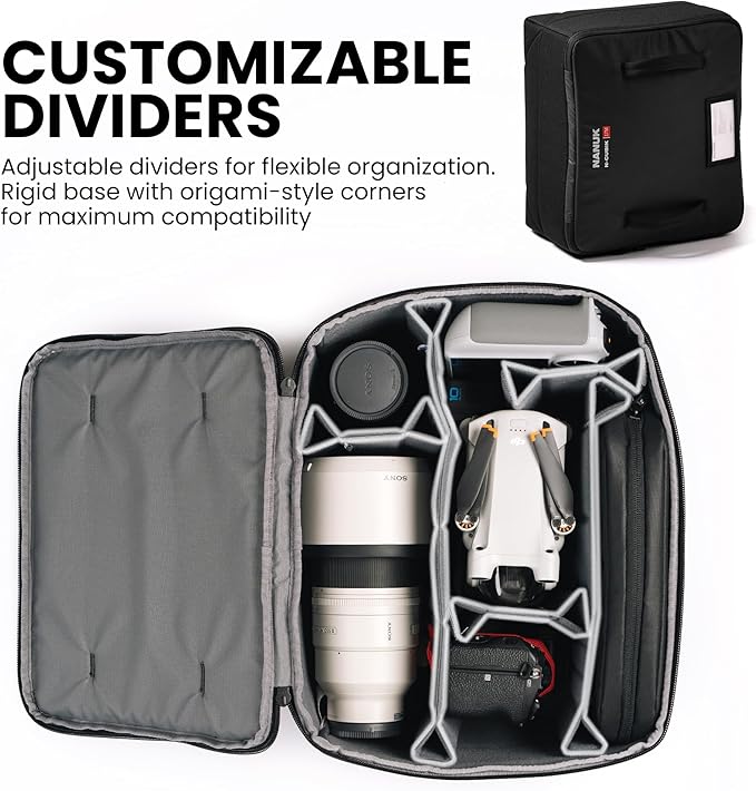 NANUK N-Cubik 17M Camera Bag Insert – Medium Water-Resistant Cube – Shockproof Protective Camera Insert for Backpack – Perfect for Tech Gear & Accessories (11.4” x 13.3” x 6.6”)