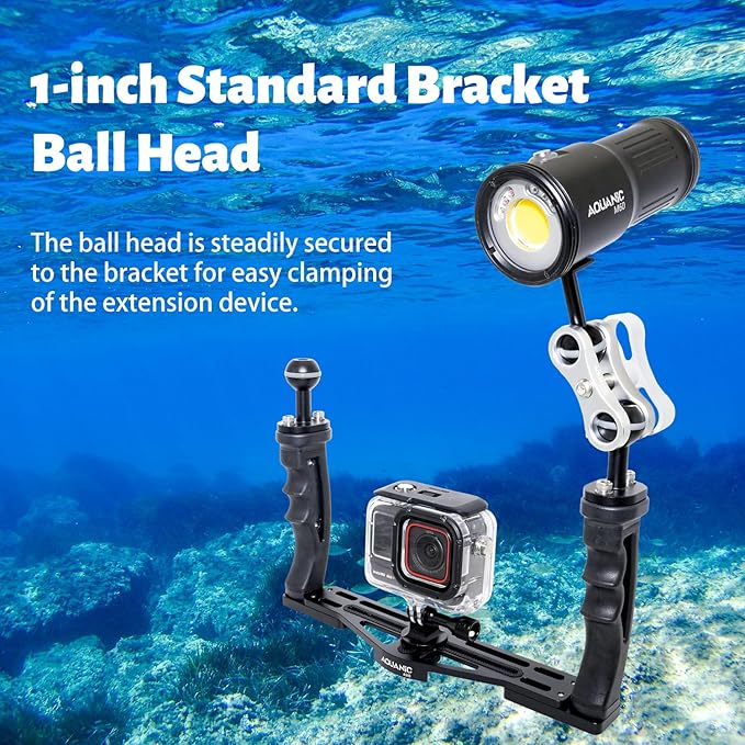 AQUANIC AS10 Underwater Camera Tray Handheld Stabilizer Tray Bracket for Camera Housing, Handle Aluminum Diving Grip for Gopro Divevolk, TG-5/6, RX100 V and Other Action Camera (Black)