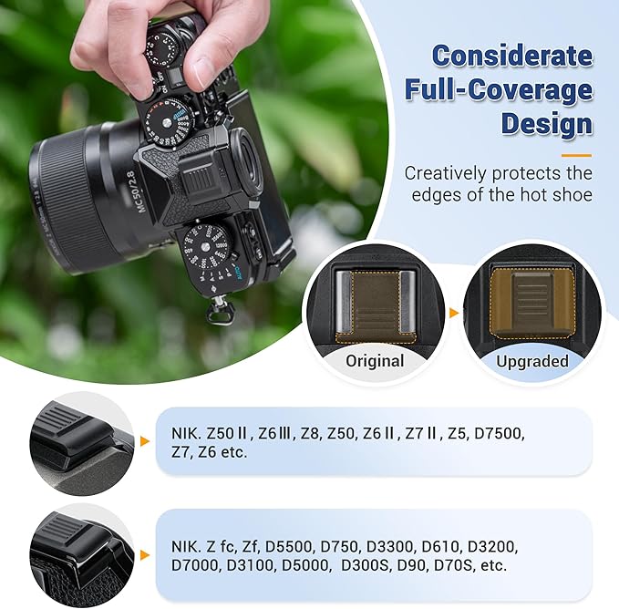 JJC 2Pack Hot Shoe Cover Cap for Nikon Z50 II Z5 II Z6 III Z6 II Z7 II Z8 Zfc D7500 D7000 D5500 D3500 D750 D610 D90 Camera, Full Shoe Mount Protection Design for Anti-Scratch and Dustproof