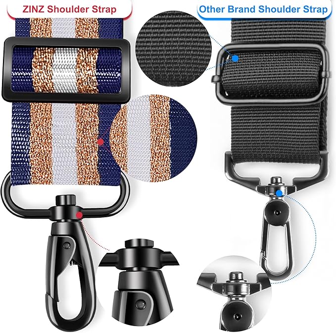 ZINZ 75" Shoulder Strap with Fixed Pad and Dual Balanced Buckles，Blue Gold Jacquard
