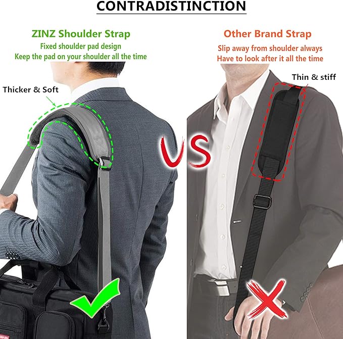 ZINZ Bag Shoulder Strap, Padded Adjustable Shoulder Strap Replacement