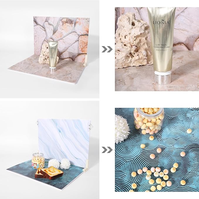Photo Backdrop Board 16x12 Inch, Waterproof Product Photography Boards 7pcs 14patterns Table Top Food Background Kit - Flat Lay Props for Jewelry, WEFAMALEII (14 Colors)