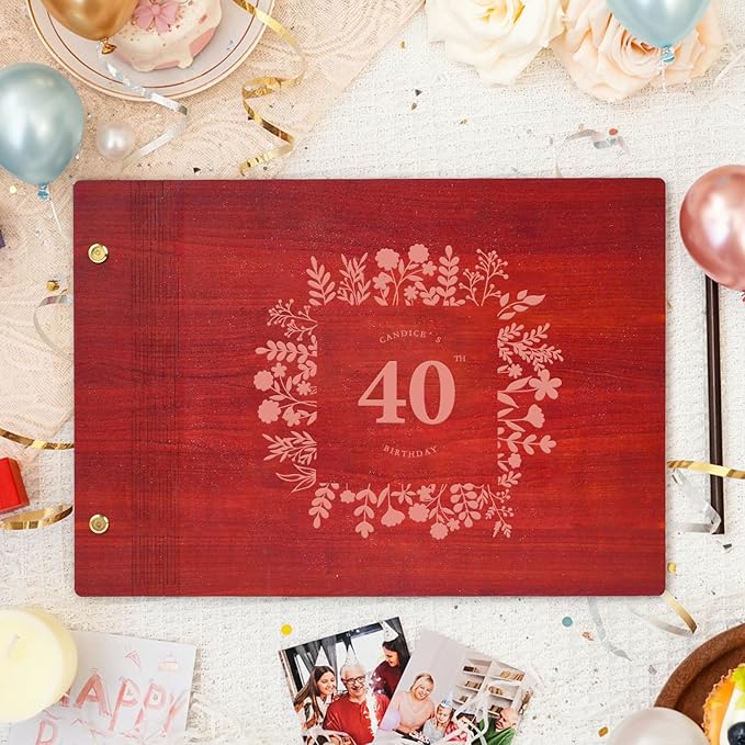 Custom Birthday Photo Album, Wooden Memory Photo Album, Birthday Guest Book Scrapbook to Capture Memories forever, Custom Gift