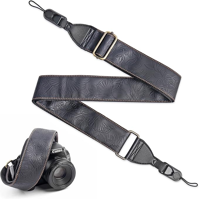 QIELIZI Lifestyle Camera Strap,Vintage Adjustable Vintage Neck & Shoulder Strap for All DSLR Cameras