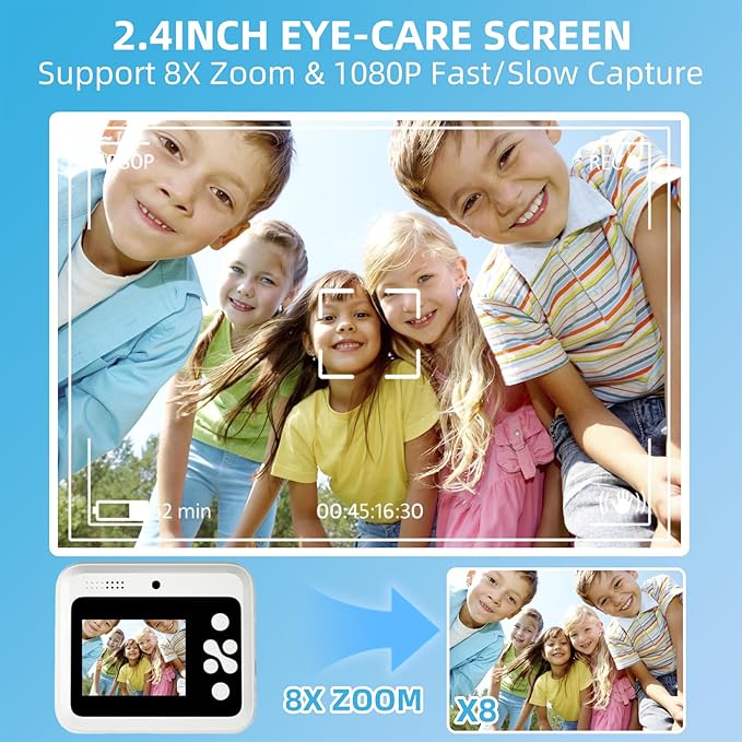 Kids Camera Instant Print, 2.4 Inch Screen Instant Camera,1080P HD Kid Camera Instant Printing with Print Paper and 32GB SD Card,Christmas Birthday Gifts (Purple)