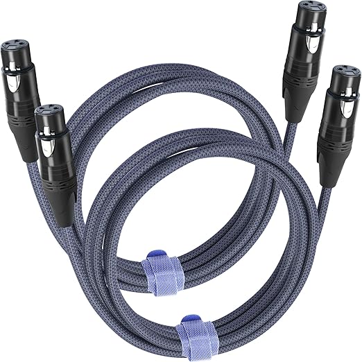 2 Pack 3Pin Female to Female Balance Audio Cable,110 ohm 3-Pin Mic Patch Cables,XLR Female DMX Cable Patch Cords for Audio and Sound Equipments-10Feet