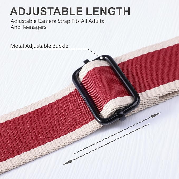 Padwa Lifestyle Adjustable Camera Strap - 1.5" Top Layer Cowhide Head Camera Straps for Photographers, Cotton Adjustable Neck Shoulder & Crossbody Strap Quick Release for All Cameras and Binoculars