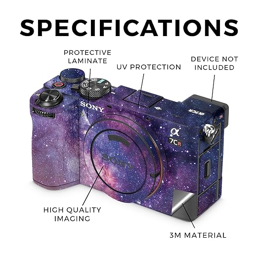 Camera Skin Compatible with Sony Alpha 7CR Camera (2023) - Violet Stars - Premium 3M Vinyl Protective Wrap Decal Cover - Easy to Apply | Crafted in The USA by MightySkins