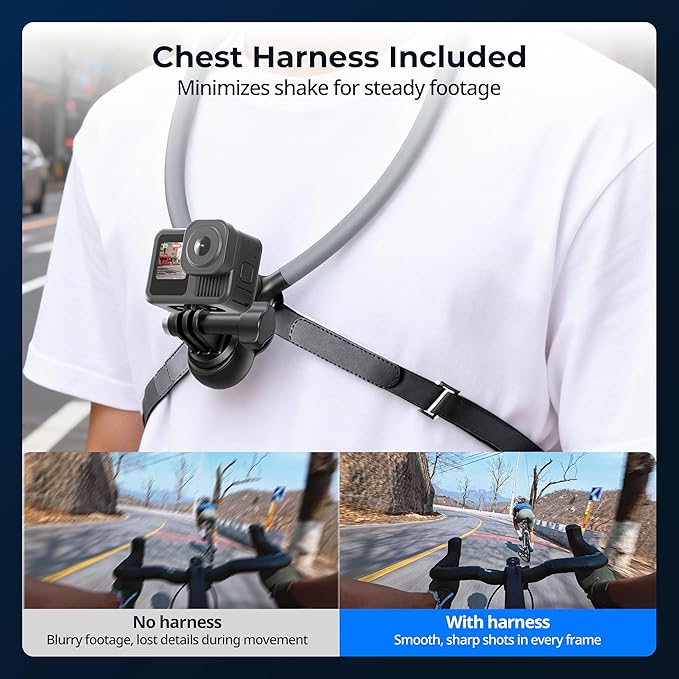 SMALLRIG Neck Mount for Action Camera with Adjustable Chest Strap, 2-Prong Interface Chest Mount for GoPro Hero 13/12/11/10/9, for DJI Osmo 360/Nano/Action 6/5 pro/4/3, for Insta360 Ace Pro 2-5596