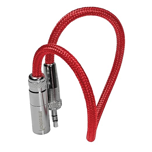 KONDOR BLUE | 12 Inch Mini XLR (TA3) 3-Pin to 3.5mm Locking TRS Adapter Cable | Screw Lock Mini Plug for Lavalier Mics and Wireless Receivers, Braided On-Rig Audio | Red
