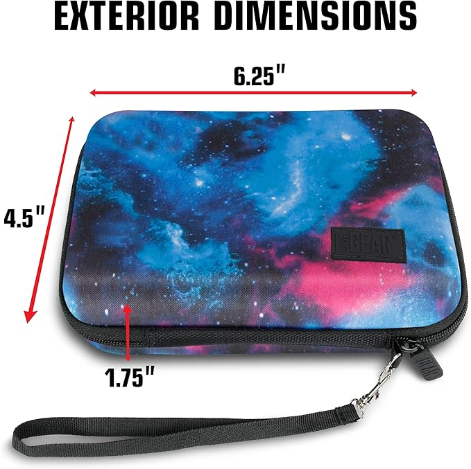 USA Gear Instant Printer Case Compatible with HP Sprocket 2x3, Instax Mini Link 2, Kodak Printomatic, Photo Paper, Cable & more - Hard Shell Portable Printer Carrying Case with Wrist Strap (Galaxy)