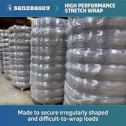 Extra Wide 60 Inch Stretch Wrap | Made in USA | Size: 80 Gauge - 60" x 5000 ft Roll | Cast Film | Industrial Strength - Stretches up to 250% - Sandbaggy (60 inch Wide, 1, Count)