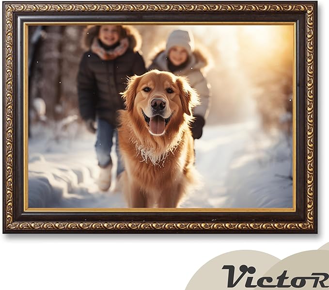 VictoR Picture Frame Chagall 8x12 Black Gold - Vintage Picture Frames with Shutterproof Acrylic Glass - 8 x 12 Photo Frame - Black Picture Frames - Antique - only for hanging