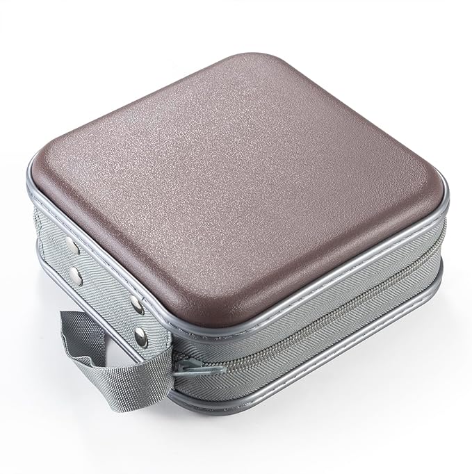 alavisxf xx 48 Capacity Hard Plastic DVD Case Portable Zipper CD Case Holder Large Storage Disc Wallet Bag for Car Home Travel (Coffee)