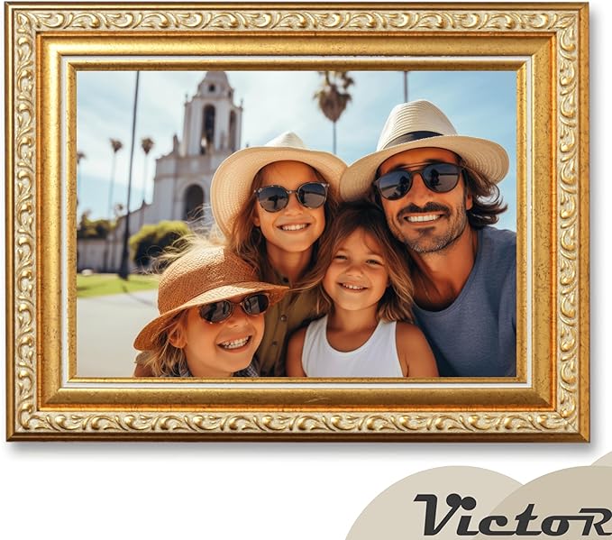 VictoR Picture Frame Chagall 5x7 Gold - Vintage Picture Frames with Shutterproof Acrylic Glass - 5 x 7 Photo Frame - Gold Picture Frames - Antique