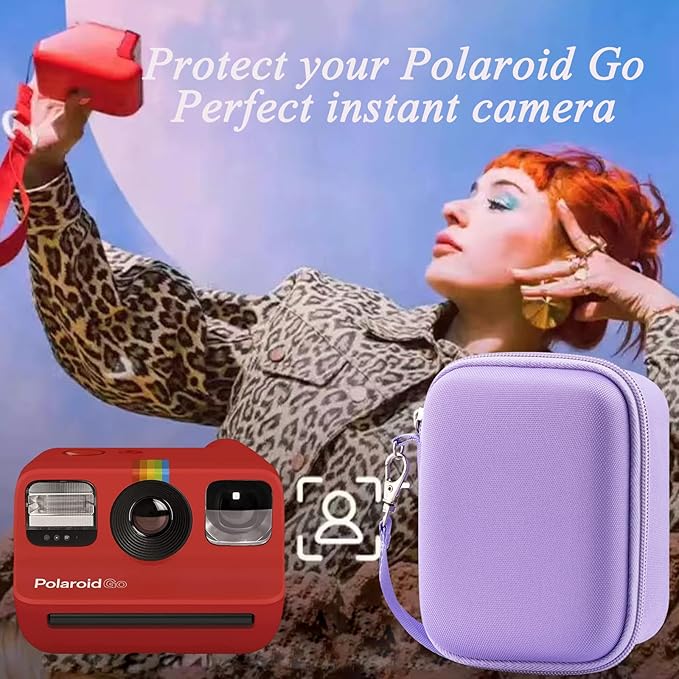 Hard Portable Case Compatible with Polaroid Go 9035 for Generation 2 Instant Print Camera, Film Cameras Storage with Mesh Pocket for Color Films (case only) (Purple)
