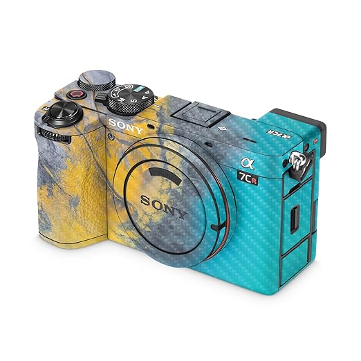 Carbon Fiber Camera Skin Compatible with Sony Alpha 7CR Camera (2023) - Yellow Spill - Premium 3M Vinyl Protective Wrap Decal Cover - Easy to Apply | Crafted in The USA by MightySkins