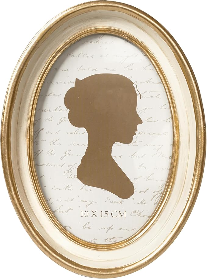 AELS 4x6 Inch Vintage Picture Frame, Elegant Antique Photo Frames with Glass Front, Photo Display, Tabletop Wall Hanging, Gift Ideas, Off-white Oval with Gold Trim