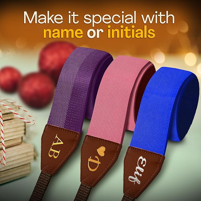 Art Tribute Camera Strap for All DSLR and Mirrorless Cameras. Add Your Name Or Initials Make It a Personalized Gift