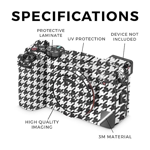 Carbon Fiber Camera Skin Compatible with Sony Alpha 7CR Camera (2023) - Houndstooth - Premium 3M Vinyl Protective Wrap Decal Cover - Easy to Apply | Crafted in The USA by MightySkins