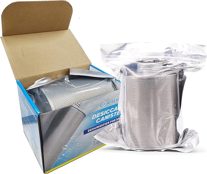750 Grams Gun Safe Dehumidifier, 2 Pack Reusable Canister Desiccant Dehumidifier, Rechargeable 1.65 Lbs Indicating Silica Gel Orange to Green