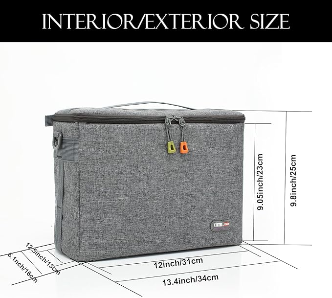 Large Camera Insert Bag, Shockproof&Water-resistant Lens Cube Case,Digital DSLR SLR Mirrorless Cameras Accessories Storage Pouch Compatible for Canon,Nikon,Sony,Panasonic（S）