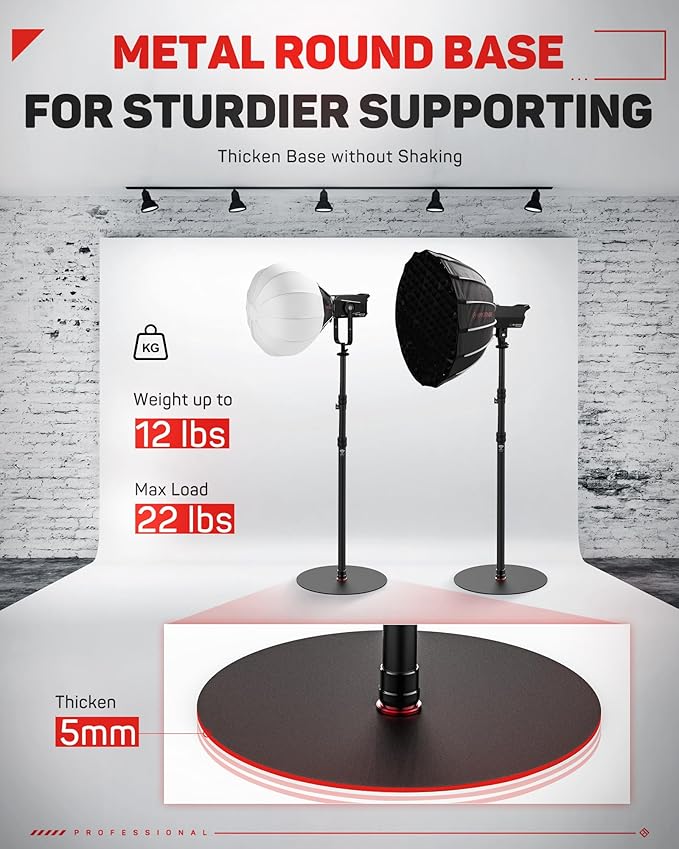 IFOOTAGE RB-A400 Round Base Light Stand Monopod, 79" Tripod Monopod for Cameras, Lights, Webcam, Live Streaming, Vlogging, Payload 22LBS