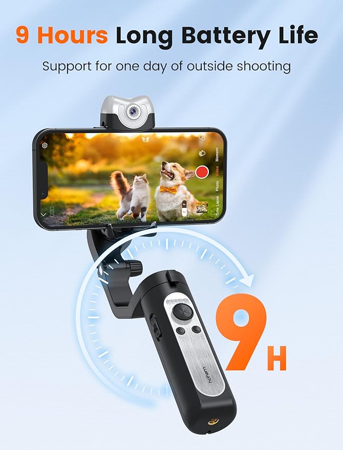 hohem iSteady V2S Gimbal Stabilizer for Smartphone, 3-Axis Gimbal for iPhone, AI Tracking, Portable and Foldable Phone Stabilizer with Fill Light for Video Recording, Vlogging, YouTube, TikTok