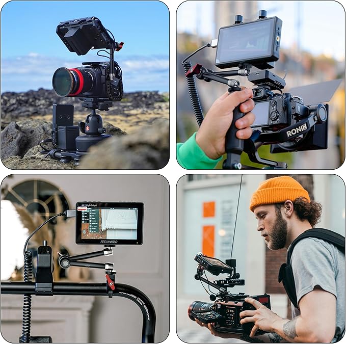 HSU 9.8" Magic Arm with 1/4" Thread Screw, Adjustable Articulating Friction Power Arm with Dual Ball Head for LCD Monitor/LED Lights/Cameras/Smartphones/Action Cameras